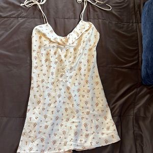 Silk floral mini dress with tie straps